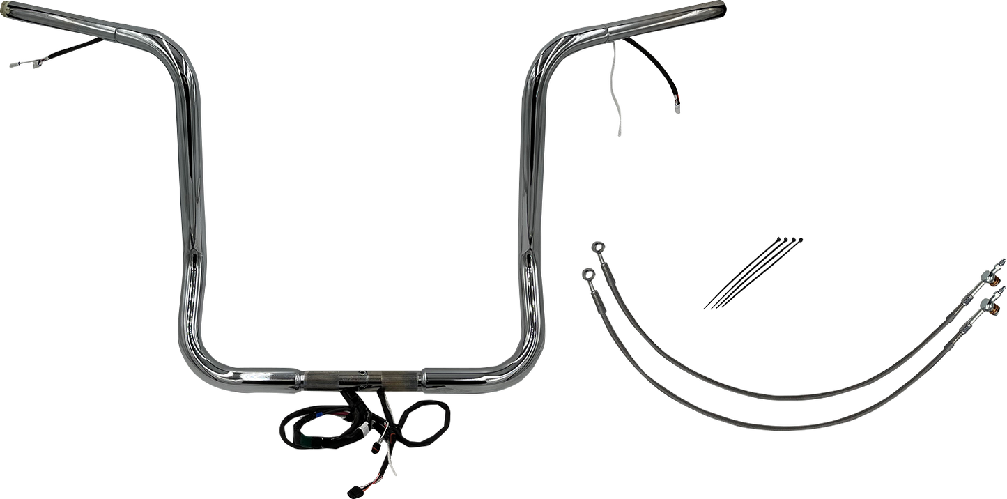 FAT BAGGERS INC. EZ Install Wired 1-1/4" Round Top Handlebar Kit - 16" - Chrome 902516