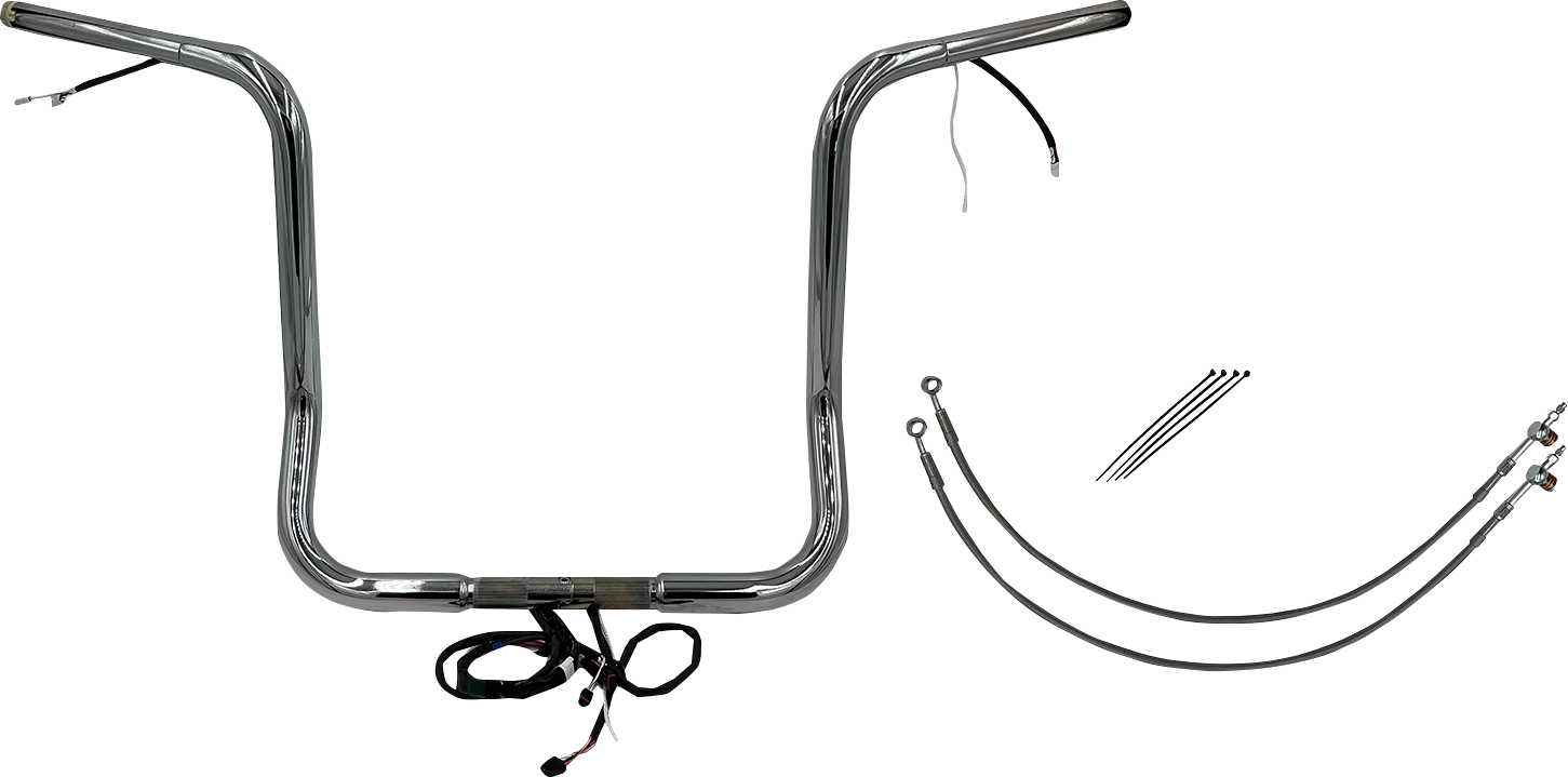 FAT BAGGERS INC. EZ Install Wired 1-1/4" Round Top Handlebar Kit - 16" - Chrome 902516