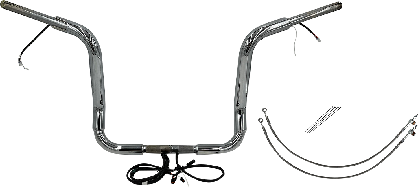 FAT BAGGERS INC. EZ Install Wired 1-1/2" Round Top Handlebar Kit - 14" - Chrome 802514