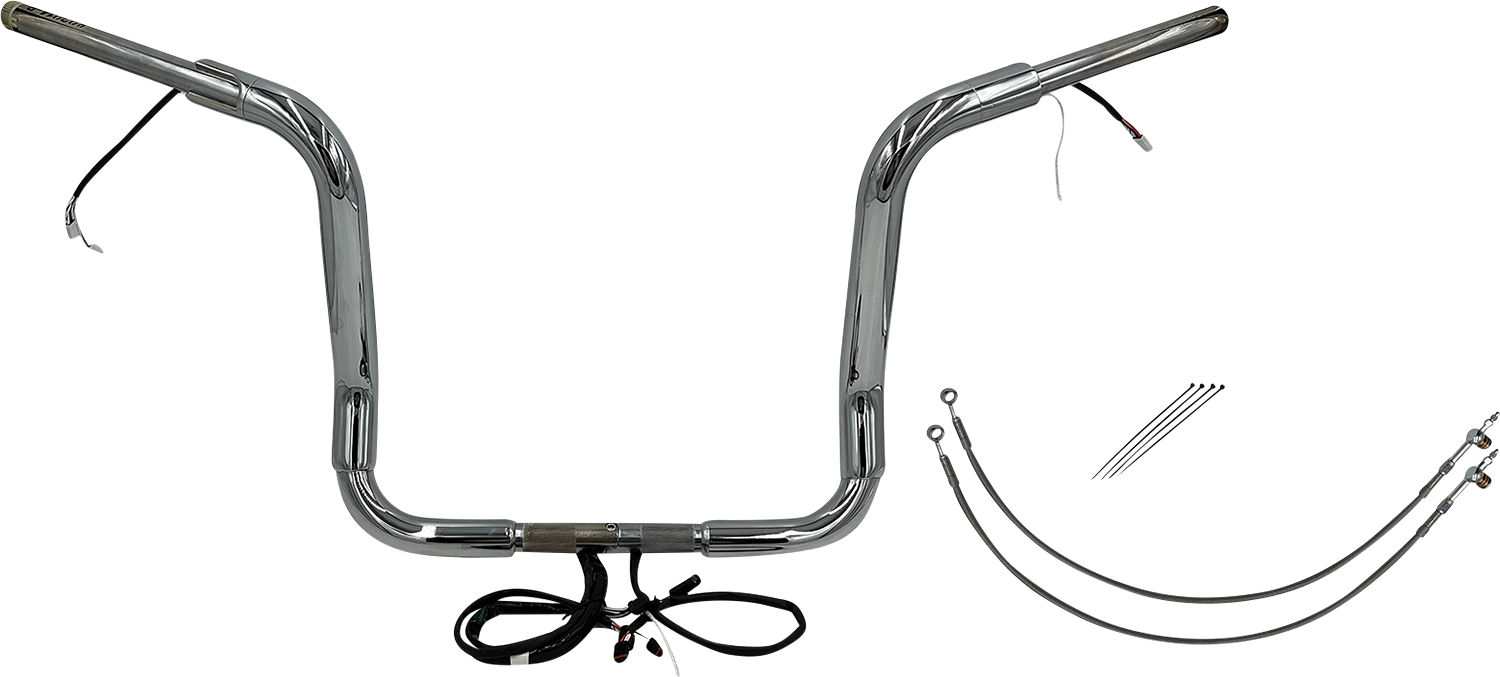 FAT BAGGERS INC. EZ Install Wired 1-1/2" Round Top Handlebar Kit - 14" - Chrome 802514