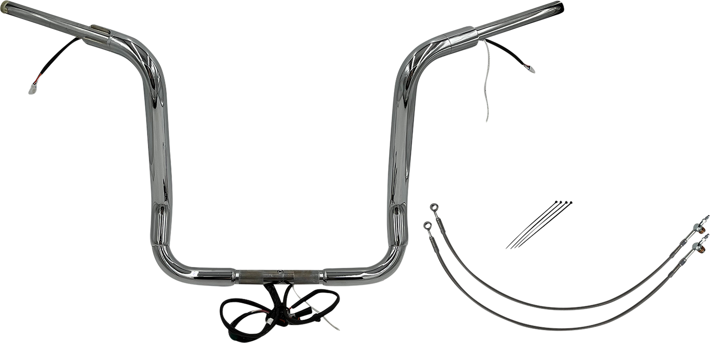 FAT BAGGERS INC. EZ Install Wired 1-1/2" Round Top Handlebar Kit - 16" - Chrome 802516