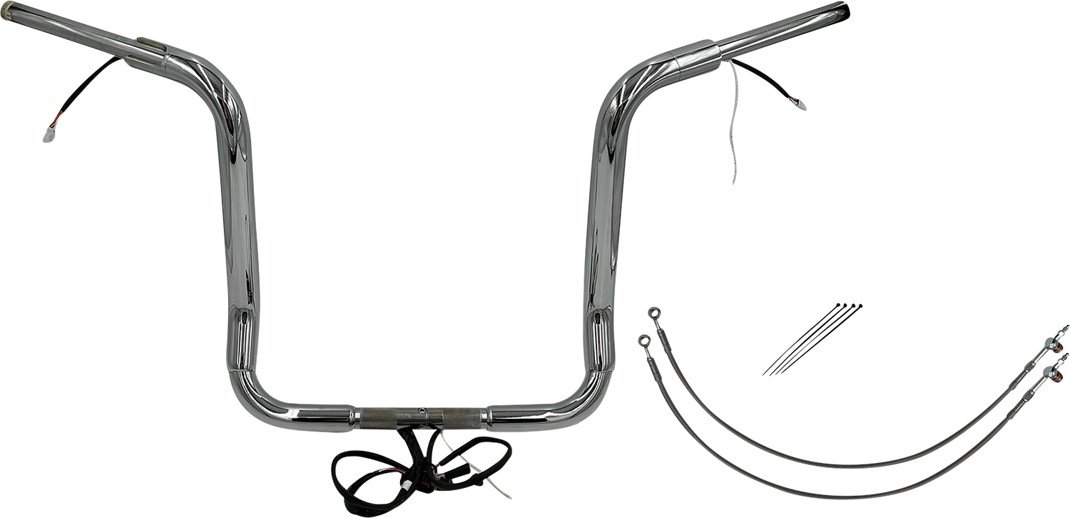 FAT BAGGERS INC. EZ Install Wired 1-1/2" Round Top Handlebar Kit - 16" - Chrome 802516
