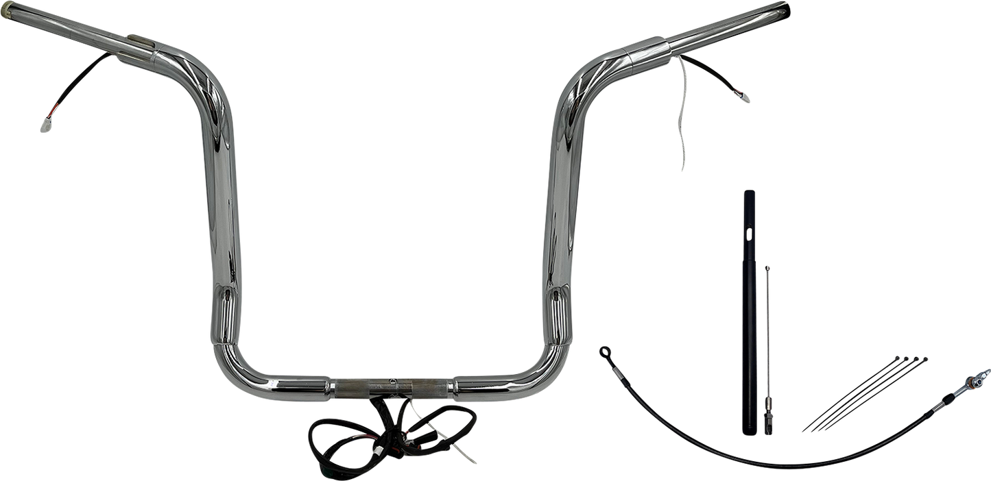 FAT BAGGERS INC. EZ Install Wired 1-1/2" Round Top Handlebar Kit - 16" - Chrome 812416