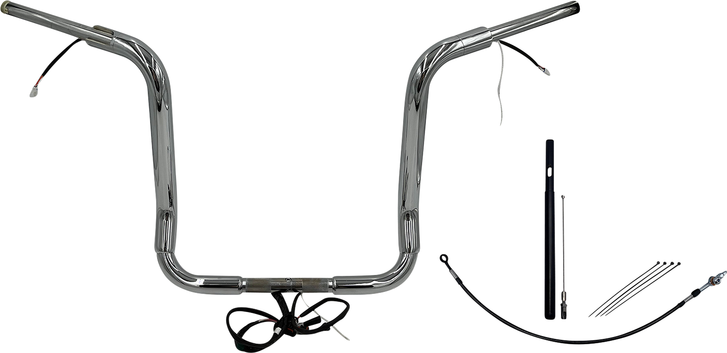 FAT BAGGERS INC. EZ Install Wired 1-1/2" Round Top Handlebar Kit - 16" - Chrome 812416