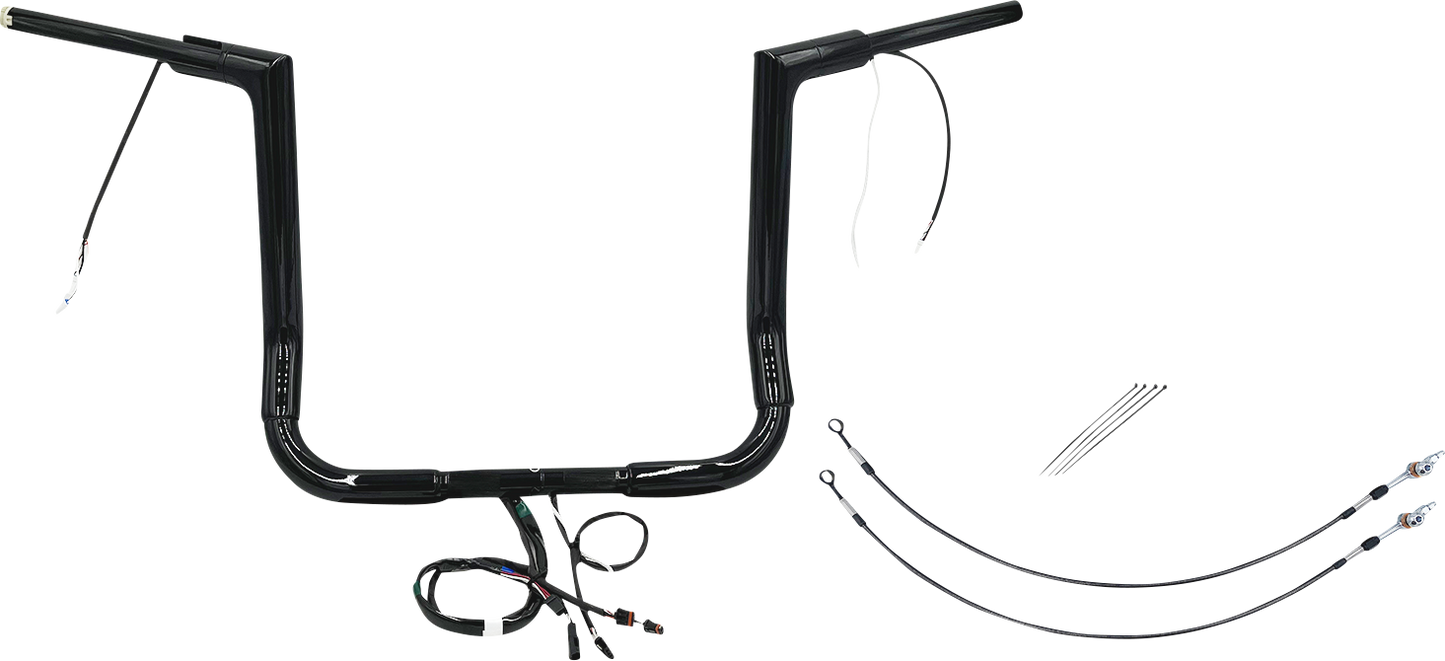 FAT BAGGERS INC. EZ Install Wired 1-1/2" Flat Top Handlebar Kit - 14" - Black 601214-B