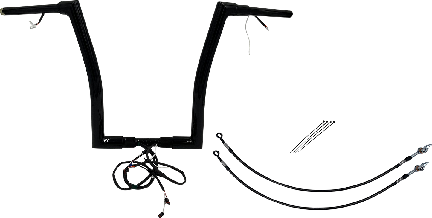 FAT BAGGERS INC. EZ Install Wired 1-1/2" Flat Top Handlebar Kit - 16" - Black 601316-B