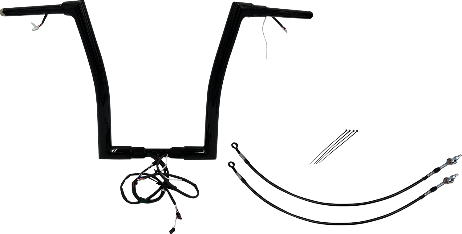 FAT BAGGERS INC. EZ Install Wired 1-1/2" Flat Top Handlebar Kit - 16" - Black 601316-B