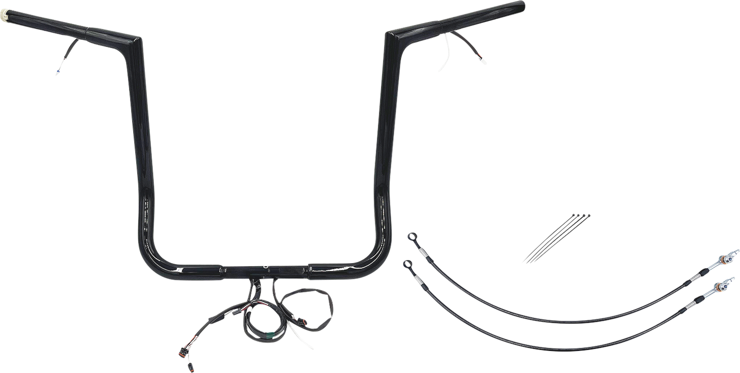 FAT BAGGERS INC. EZ Install Wired 1-1/4" Flat Top Handlebar Kit - 16" - Black 701216-B