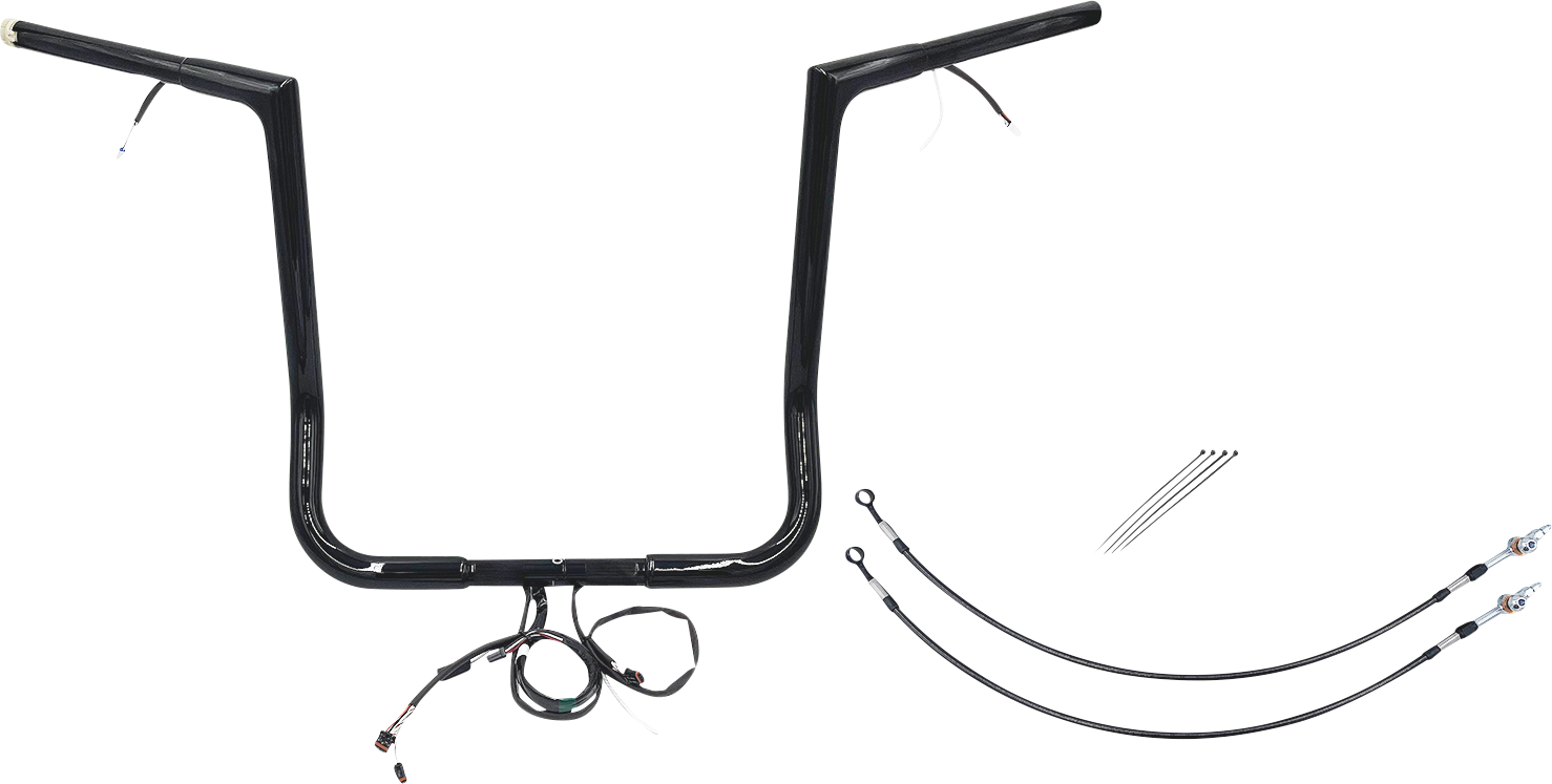 FAT BAGGERS INC. EZ Install Wired 1-1/4" Flat Top Handlebar Kit - 16" - Black 701216-B