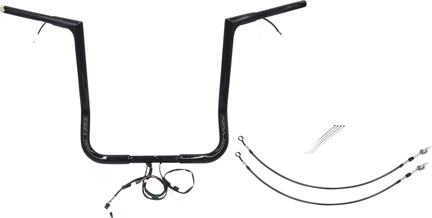 FAT BAGGERS INC. EZ Install Wired 1-1/4" Flat Top Handlebar Kit - 16" - Black 702216-B