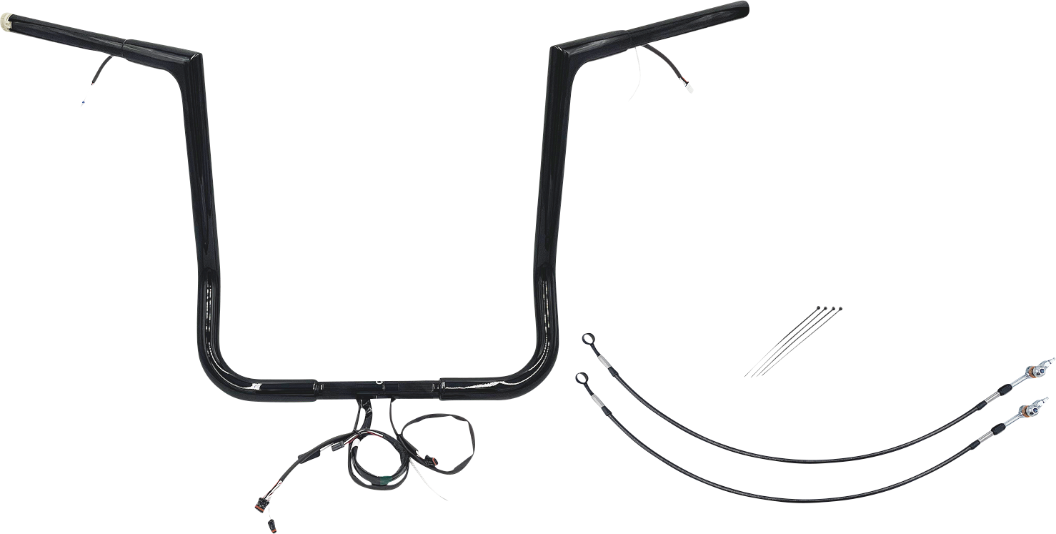 FAT BAGGERS INC. EZ Install Wired 1-1/4" Flat Top Handlebar Kit - 16" - Black 702216-B
