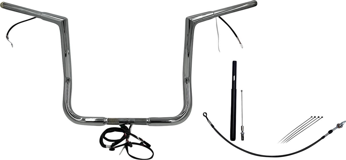 FAT BAGGERS INC. EZ Install Wired 1-1/4" Flat Top Handlebar Kit - 14" - Chrome 712014