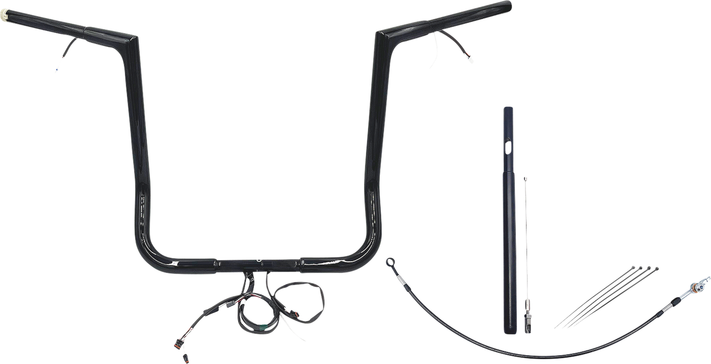 FAT BAGGERS INC. EZ Install Wired 1-1/4" Flat Top Handlebar Kit - 16" - Black 712016-B