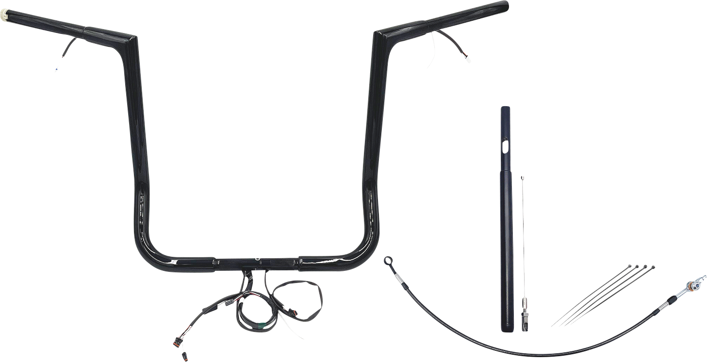 FAT BAGGERS INC. EZ Install Wired 1-1/4" Flat Top Handlebar Kit - 16" - Black 712016-B