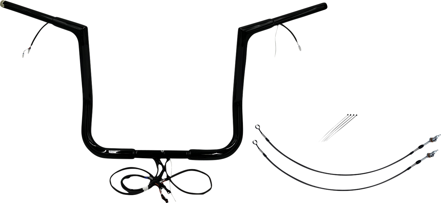 FAT BAGGERS INC. EZ Install Wired 1-1/4" Flat Top Handlebar Kit - 14" - Black 701214-B