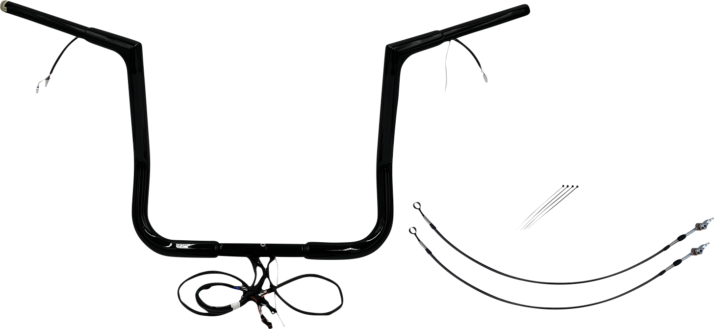FAT BAGGERS INC. EZ Install Wired 1-1/4" Flat Top Handlebar Kit - 14" - Black 701214-B