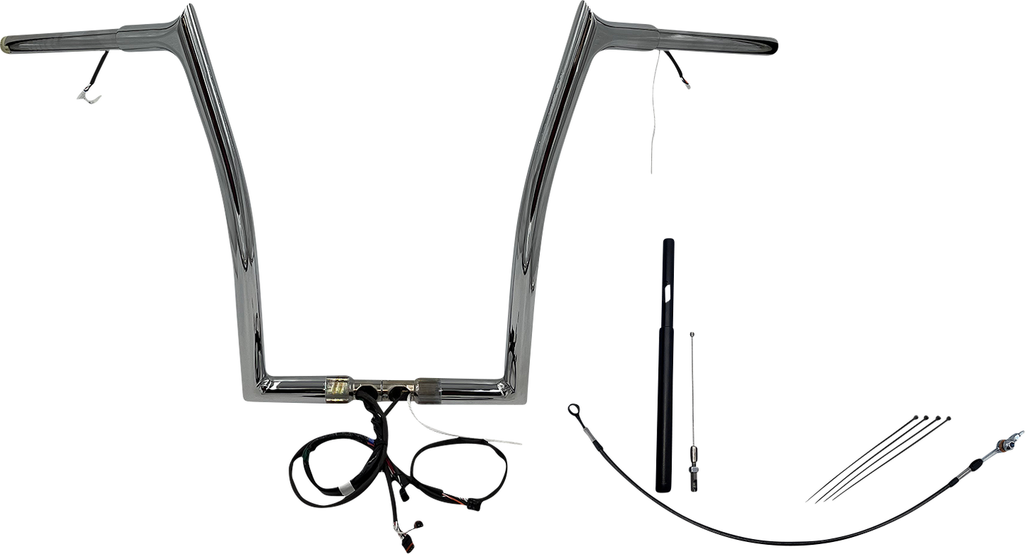 FAT BAGGERS INC. EZ Install Wired 1-1/4" Pointed Top Handlebar Kit - 16" - Chrome 912916