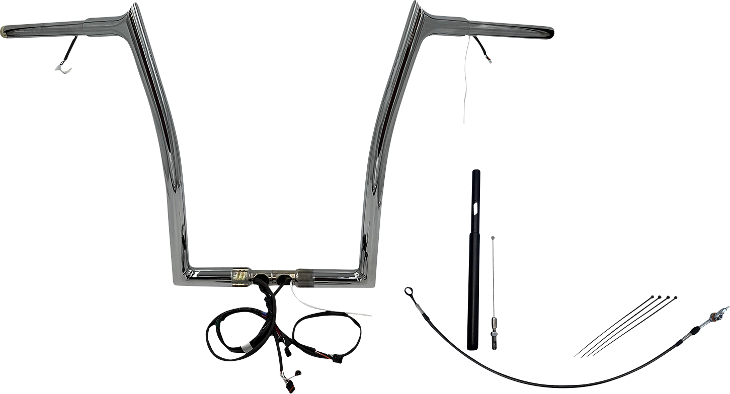 FAT BAGGERS INC. EZ Install Wired 1-1/4" Pointed Top Handlebar Kit - 16" - Chrome 912916