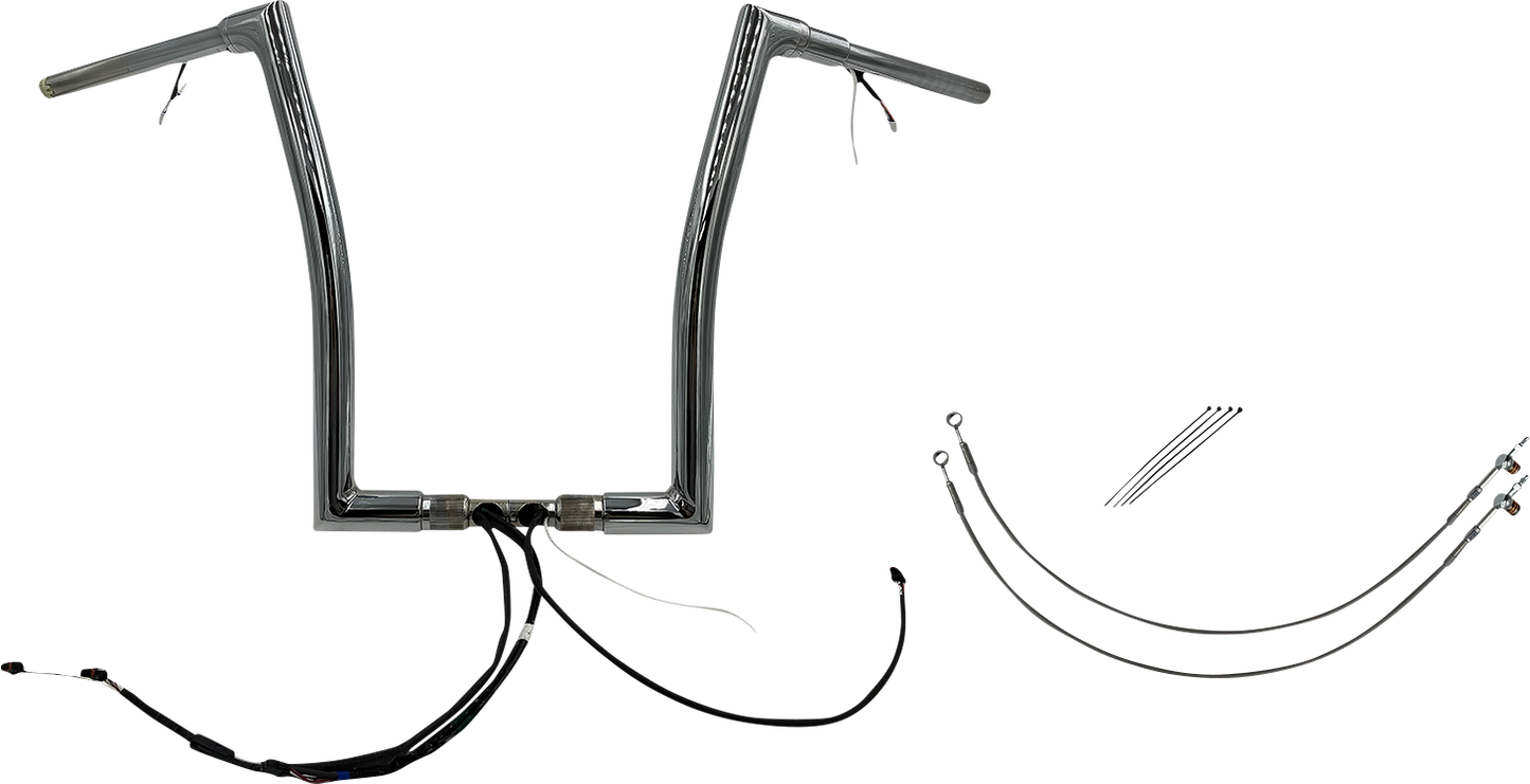 FAT BAGGERS INC. EZ Install Wired 1-1/2" Flat Top Handlebar Kit - 16" - Chrome 602316