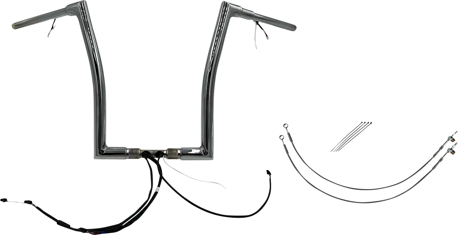 FAT BAGGERS INC. EZ Install Wired 1-1/2" Flat Top Handlebar Kit - 16" - Chrome 602316