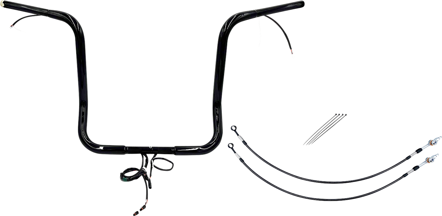 FAT BAGGERS INC. EZ Install Wired 1-1/4" Pointed Top Handlebar Kit - 16" - Black 902216-B