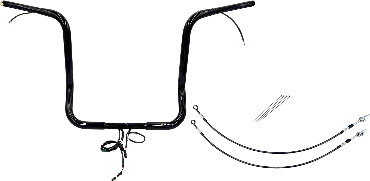 FAT BAGGERS INC. EZ Install Wired 1-1/4" Pointed Top Handlebar Kit - 16" - Black 902216-B