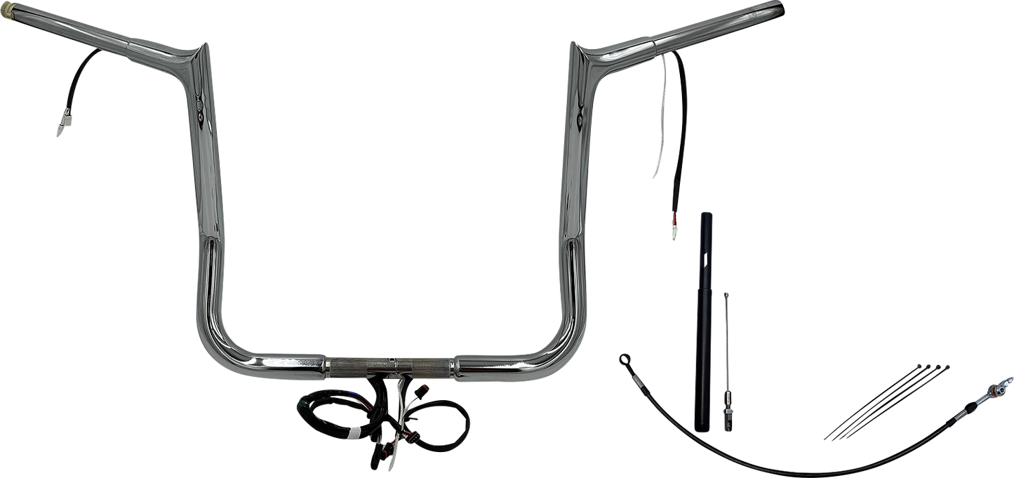 FAT BAGGERS INC. EZ Install Wired 1-1/4" Pointed Top Handlebar Kit - 14" - Chrome 912014