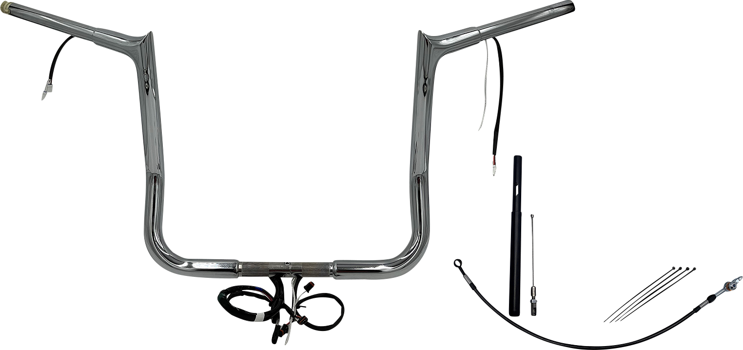 FAT BAGGERS INC. EZ Install Wired 1-1/4" Pointed Top Handlebar Kit - 14" - Chrome 912014