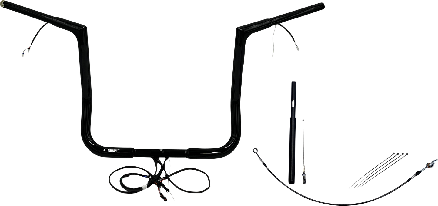 FAT BAGGERS INC. EZ Install Wired 1-1/4" Flat Top Handlebar Kit - 14" - Black 712014-B