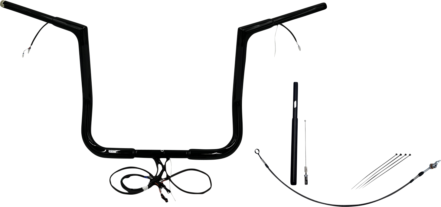 FAT BAGGERS INC. EZ Install Wired 1-1/4" Flat Top Handlebar Kit - 14" - Black 712014-B