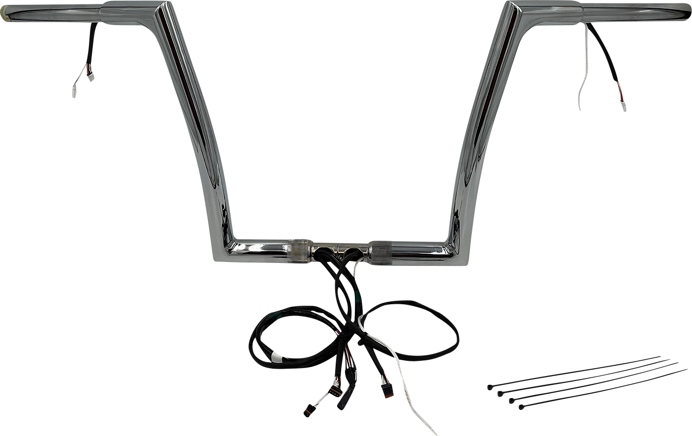 FAT BAGGERS INC. EZ Install Wired 1-1/4" Flat Top Handlebar Kit - 12" - Chrome 701912