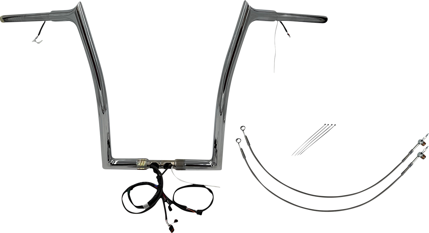 FAT BAGGERS INC. EZ Install Wired 1-1/4" Pointed Top Handlebar Kit - 16" - Chrome 901916