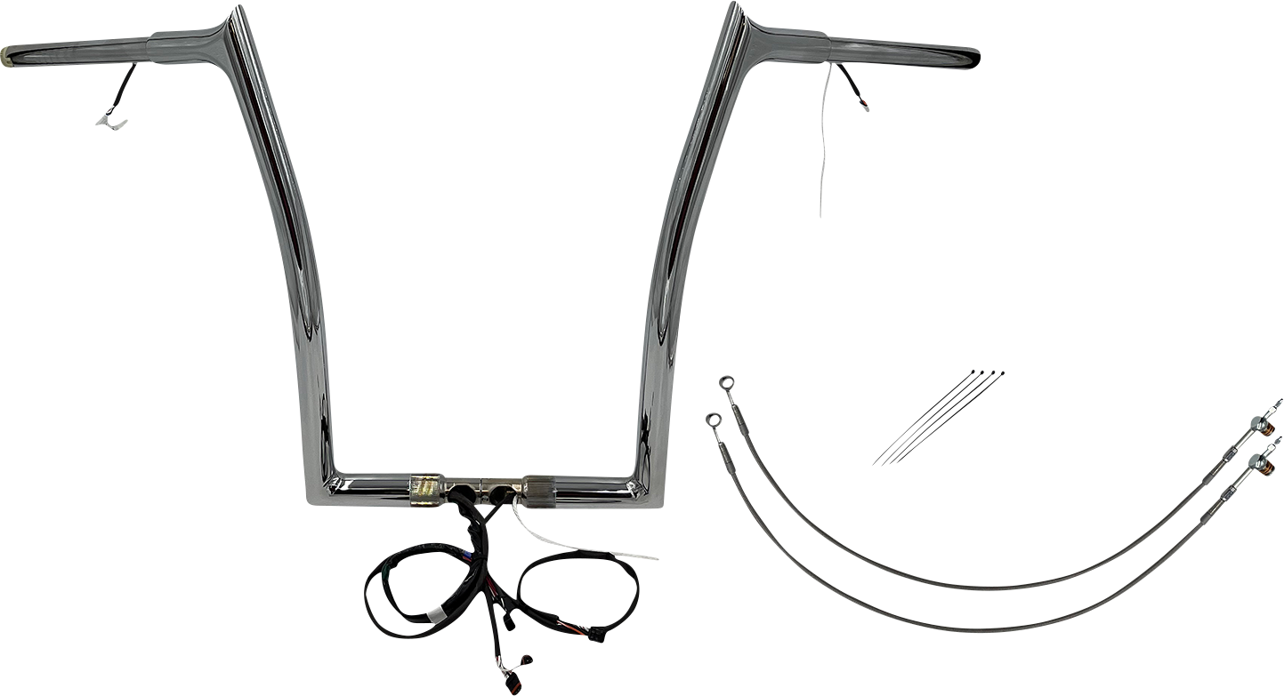 FAT BAGGERS INC. EZ Install Wired 1-1/4" Pointed Top Handlebar Kit - 16" - Chrome 902916