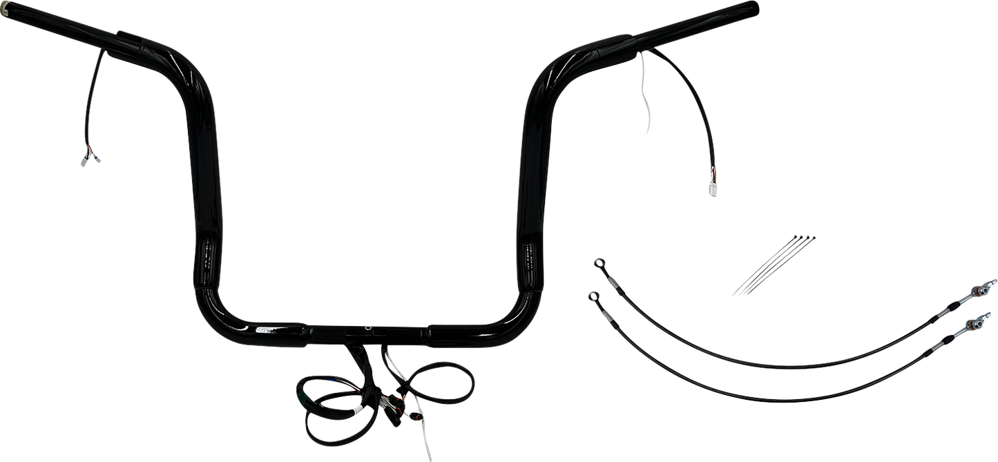 FAT BAGGERS INC. EZ Install Wired 1-1/2" Round Top Handlebar Kit - 14" - Black 801514-B