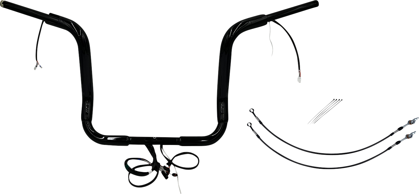 FAT BAGGERS INC. EZ Install Wired 1-1/2" Round Top Handlebar Kit - 14" - Black 801514-B