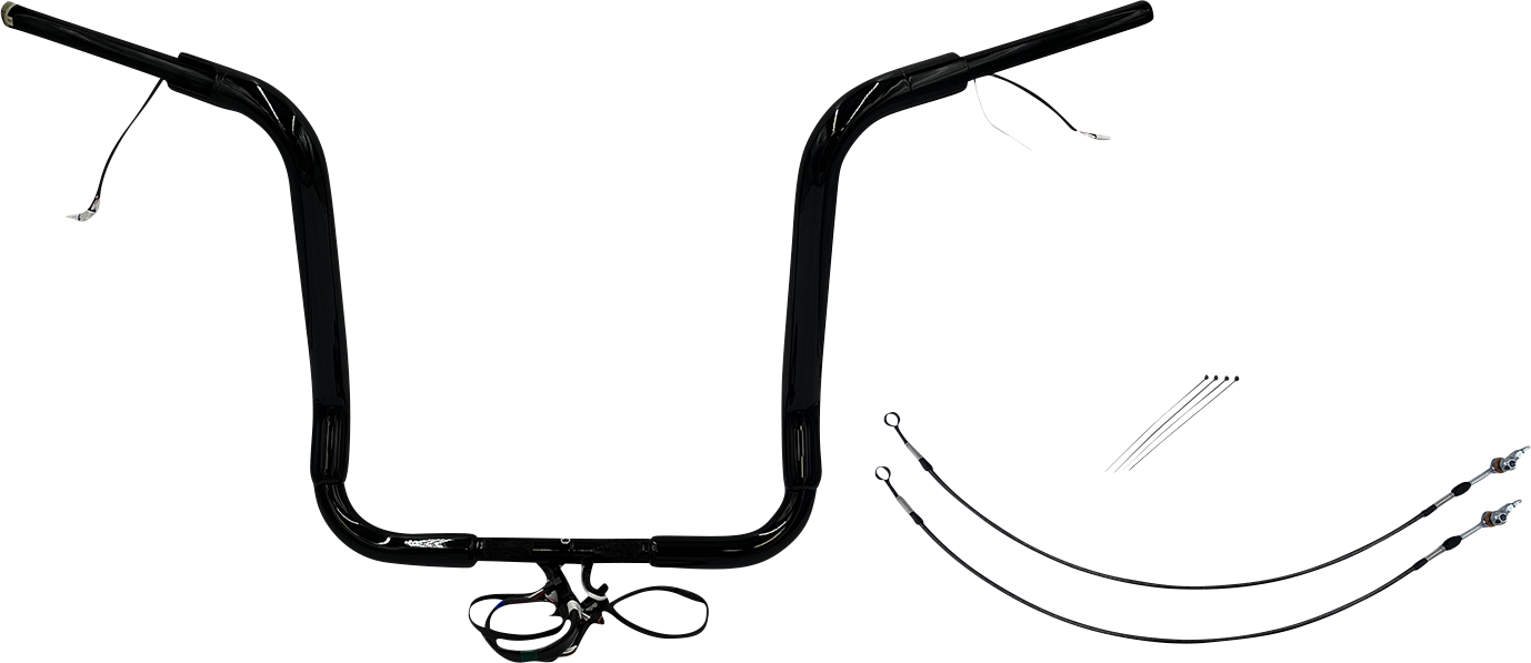 FAT BAGGERS INC. EZ Install Wired 1-1/2" Round Top Handlebar Kit - 16" - Black 801516-B
