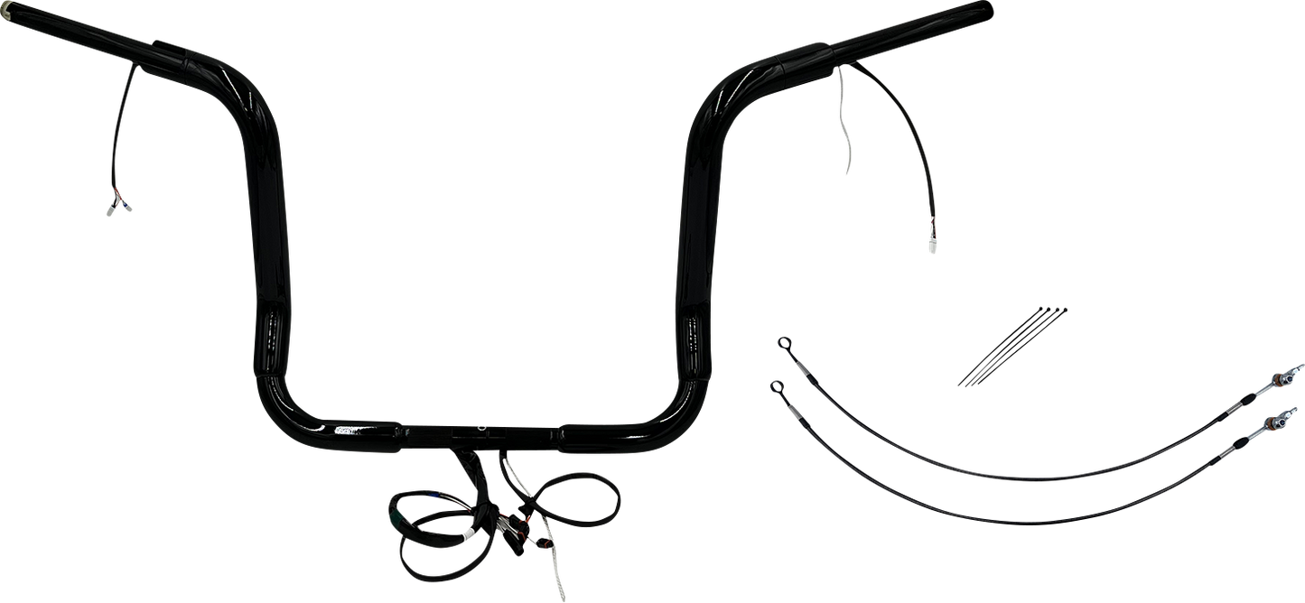 FAT BAGGERS INC. EZ Install Wired 1-1/2" Round Top Handlebar Kit - 14" - Black 802514-B