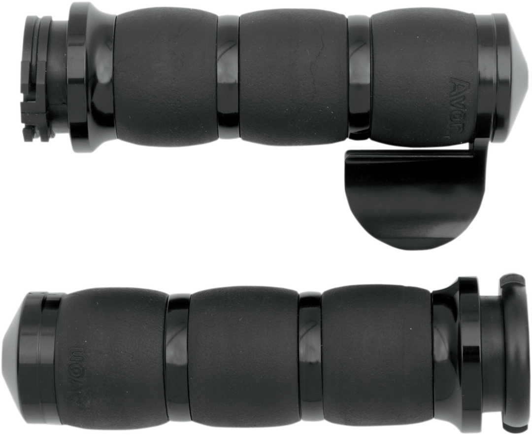 AVON GRIPS 3-Ring Velvet Air Grips - Throttle Boss - Black AIR-96-BOSS