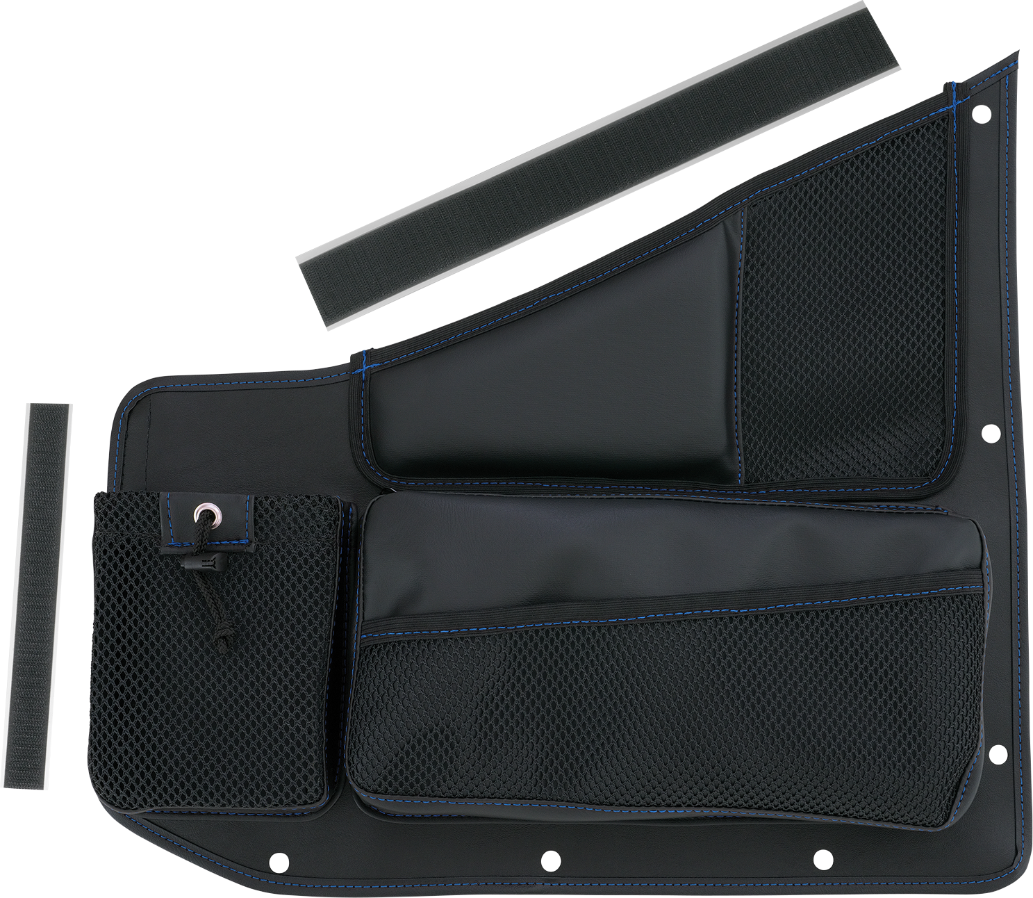 SHOW CHROME Kaliber Organizer - Passenger - Black w/ Blue Stitching H44-7PBLU