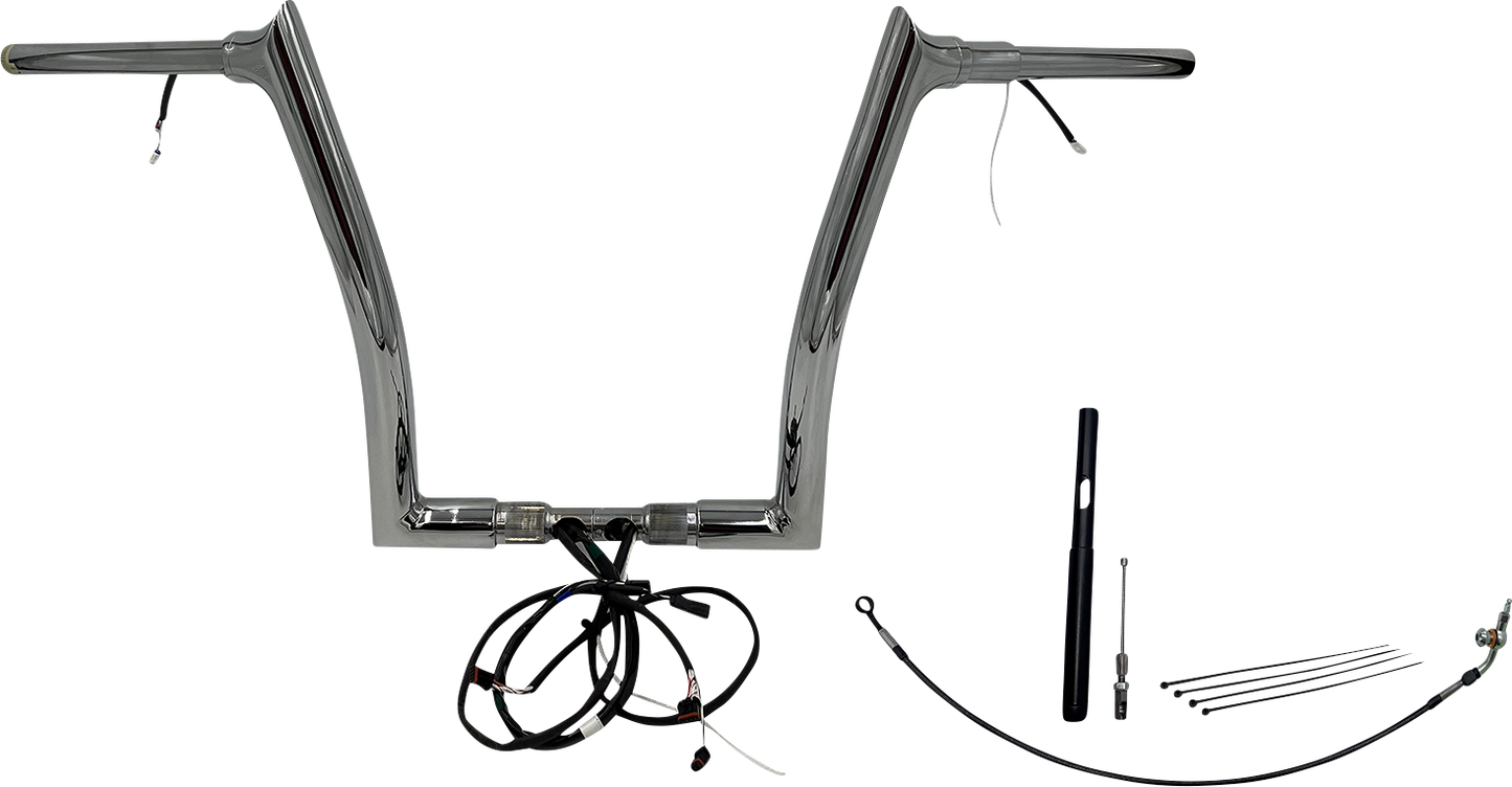 FAT BAGGERS INC. EZ Install Wired 1-1/2" Pointed Top Handlebar Kit - 14" - Chrome 812914