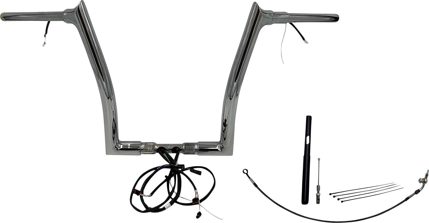 FAT BAGGERS INC. EZ Install Wired 1-1/2" Pointed Top Handlebar Kit - 14" - Chrome 812914