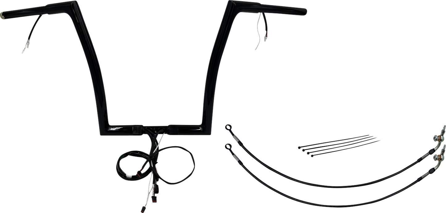 FAT BAGGERS INC. EZ Install Wired 1-1/4" Flat Top Handlebar Kit - 14" - Black 701914-B