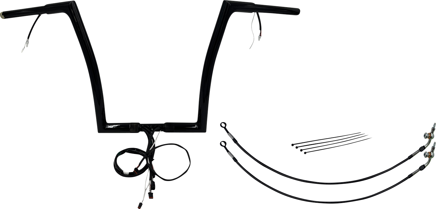 FAT BAGGERS INC. EZ Install Wired 1-1/4" Flat Top Handlebar Kit - 14" - Black 701914-B