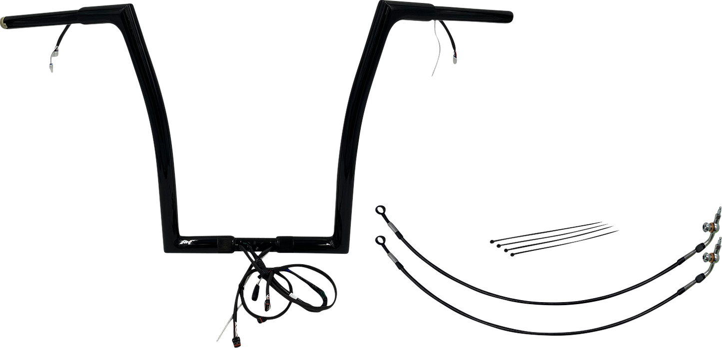FAT BAGGERS INC. EZ Install Wired 1-1/4" Flat Top Handlebar Kit - 16" - Black 701916-B