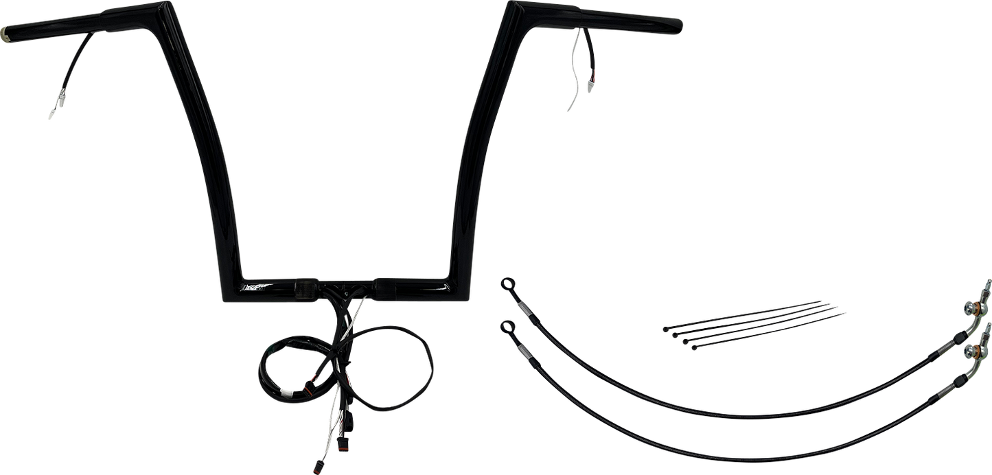 FAT BAGGERS INC. EZ Install Wired 1-1/4" Flat Top Handlebar Kit - 14" - Black 702914-B