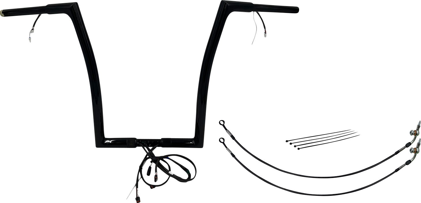 FAT BAGGERS INC. EZ Install Wired 1-1/4" Flat Top Handlebar Kit - 16" - Black 702916-B