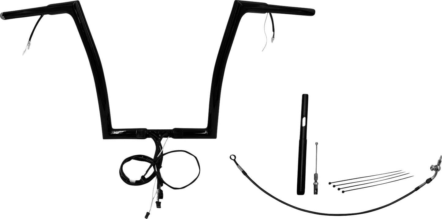 FAT BAGGERS INC. EZ Install Wired 1-1/4" Flat Top Handlebar Kit - 14" - Black 712914-B