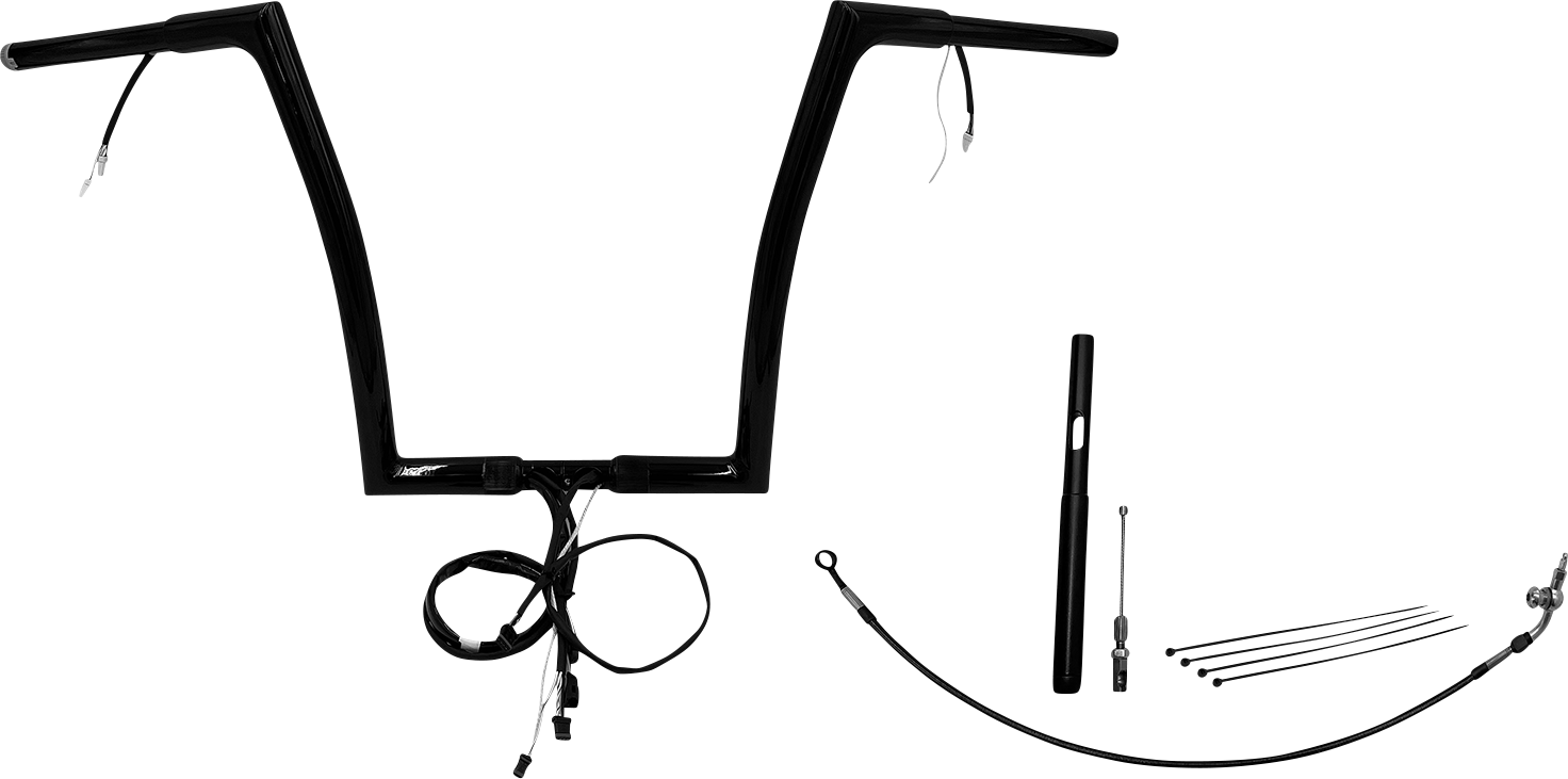 FAT BAGGERS INC. EZ Install Wired 1-1/4" Flat Top Handlebar Kit - 14" - Black 712914-B