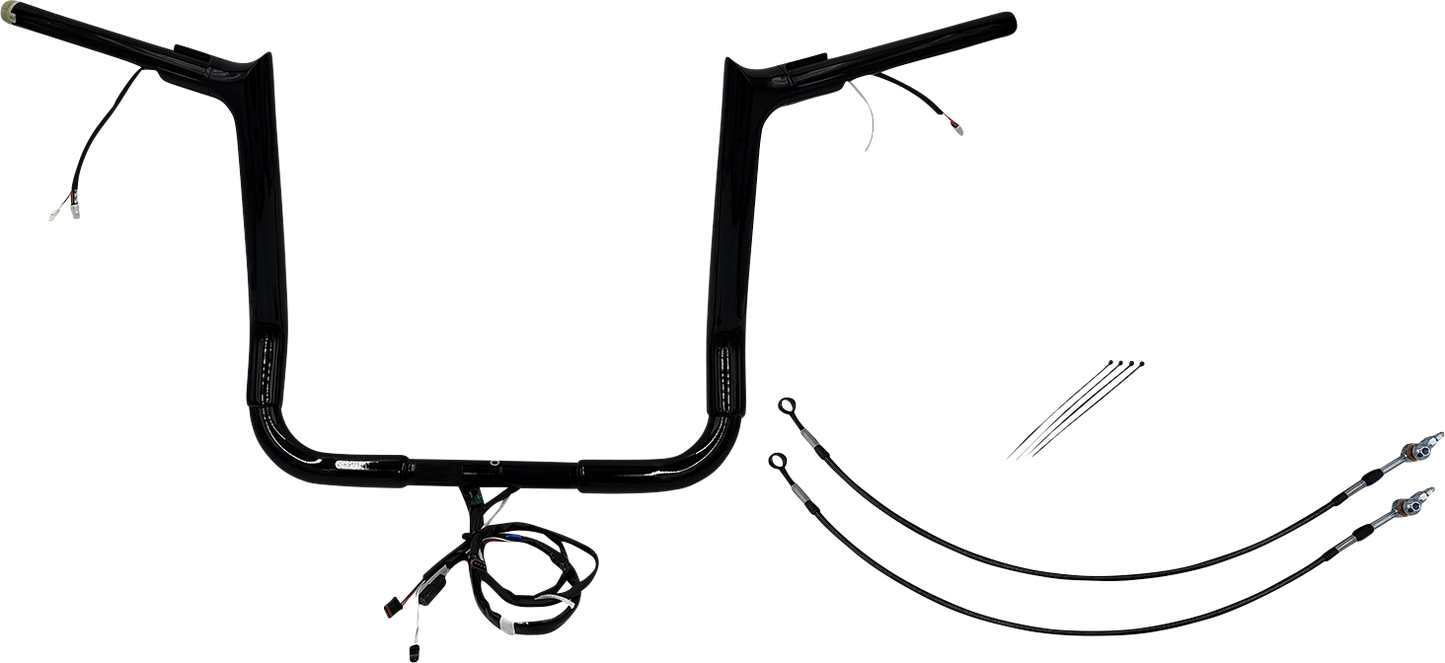FAT BAGGERS INC. EZ Install Wired 1-1/2" Pointed Top Handlebar Kit - 14" - Black 801214-B