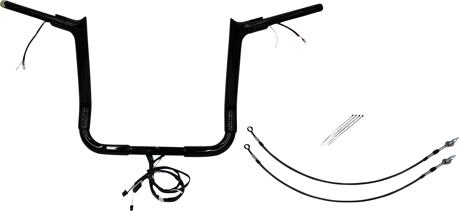 FAT BAGGERS INC. EZ Install Wired 1-1/2" Pointed Top Handlebar Kit - 14" - Black 801214-B